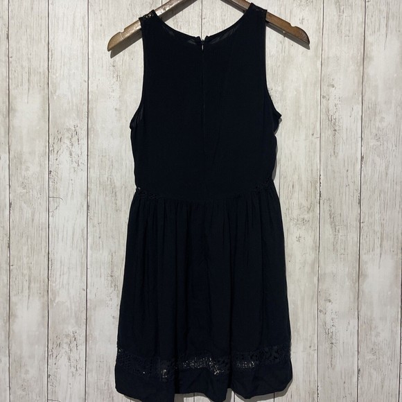 Forever 21 Black Skater Dress Embroidered Alt Goth Size Medium - Picture 7 of 8